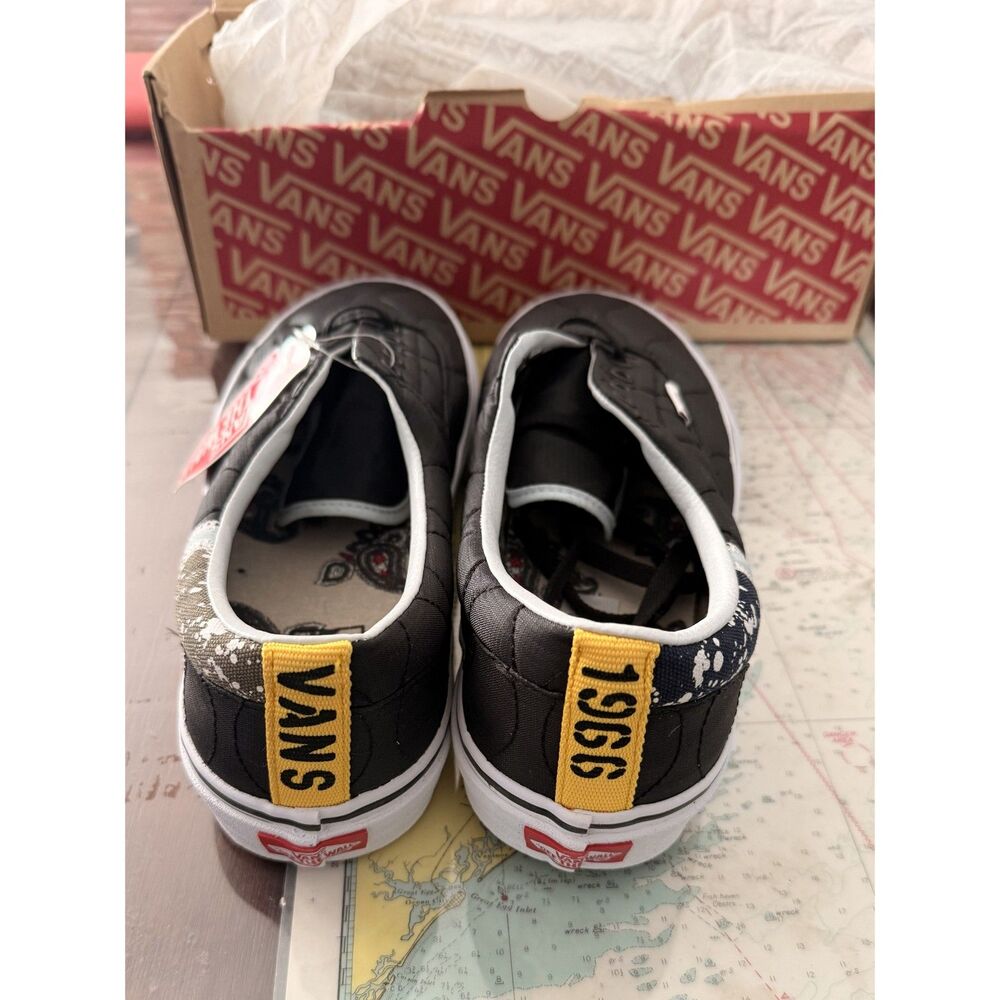 NIB VANS Black Quilted Patchwork Splatter Skate Shoes Sneakers Men 10.5